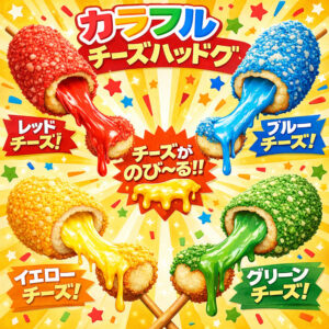 【冷凍完成品 業務用100本入 4色カラフルチーズハットグ ランダム約135g×100本】韓国屋台の味をそのまま再現！外カリ中とろ～り♪業務用にも◎ 【モッツァレラチーズ100％使用】【簡単調理】【韓国グルメ】