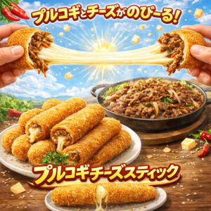 【プルコギチーズスティック業務用 / 冷凍 / 1箱100本セット】甘みとコクのある味わい韓国の代表的な家庭料理「プルコギ味！」 話題の映えスイーツ！屋台・イベントで人気のチーズハットグ風スティック