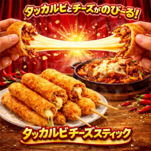 【旨辛タッカルビ味チーズスティック業務用 / 冷凍 / 1箱100本セット】題の映えスイーツ！屋台・イベントで人気のチーズハットグ風スティック